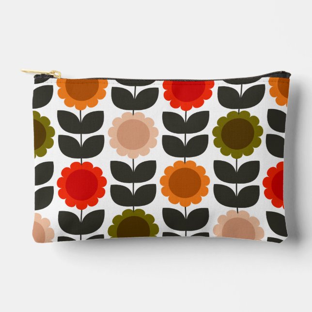 Pochette À Accessoires  Mid-Century Modern Colored Retro Groovy Flowers  (Recto)