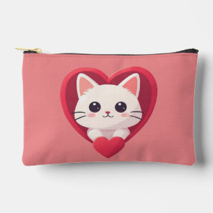 Pochette À Accessoires Mignon Chat Blanc avec Design Kawaii de Kitty Love