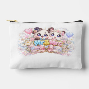 Pochette À Accessoires Mignon Monsieur et Madame Panda Couple Pastel Rose