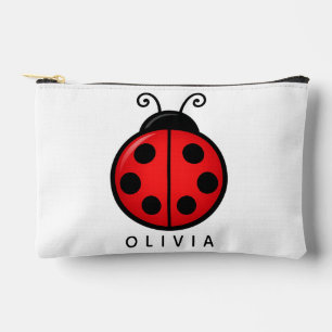 Pochette À Accessoires Mignonne coccinelle rouge personnalisée avec nom -