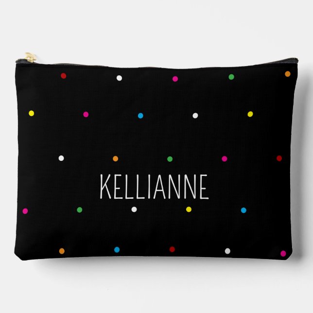 Pochette À Accessoires Mini points noirs et nom (Recto)
