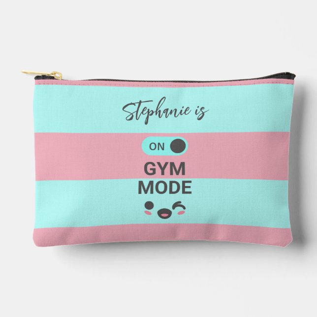 Pochette À Accessoires Mode Gym Personnalisé Rose Bleu (Recto)