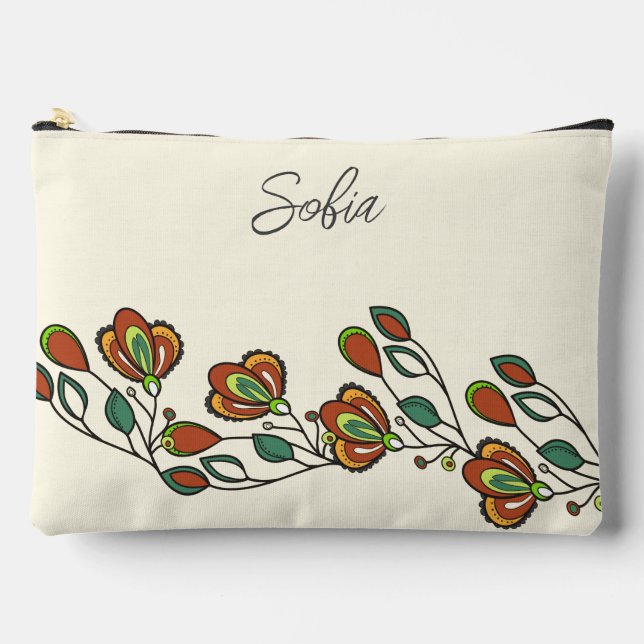 Pochette À Accessoires Modèle floral rose sans fin Élégant personnalisé (Recto)
