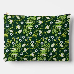 Pochette À Accessoires Modèle floral scandinave moderne vert foncé