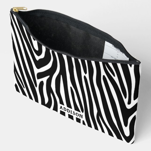 Pochette À Accessoires Modern Zebra Striped Personalised (Ouvrir)