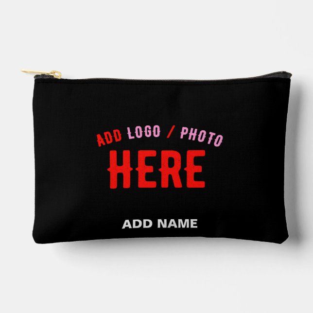 POCHETTE À ACCESSOIRES MODERNE ET MODERNE PERSONNALISABLE NOIR VÉRIFIÉ (Recto)