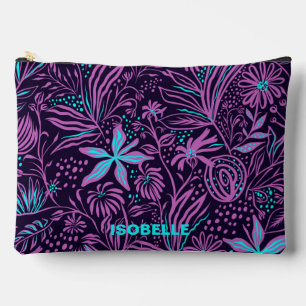 Pochette À Accessoires Moderne Motif Floral Foncé Violet Personnalisé