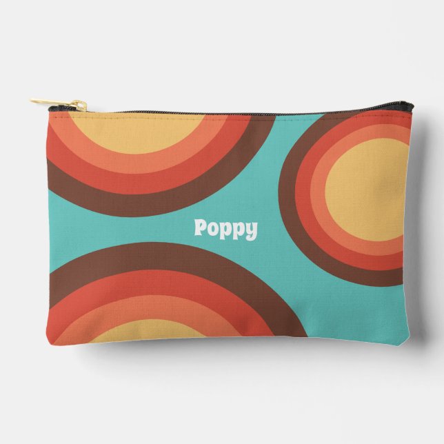 Pochette À Accessoires Moderne Rétro Courbes Groovy Personnalisées (Recto)