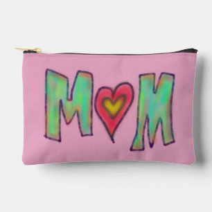 Pochette À Accessoires MOM Dessinée à la Main Rose Rouge Deux Faces