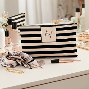 Pochette À Accessoires Monogramme à rayures simple moderne
