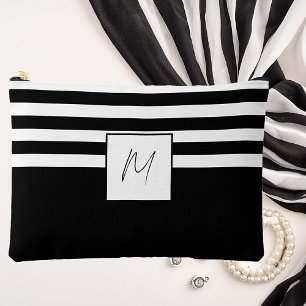 Pochette À Accessoires Monogramme à rayures simples modernes