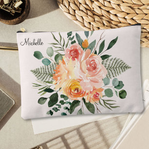 Pochette À Accessoires Monogramme Automne Aquarelle Russe Rose Peach Flow