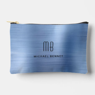 Pochette À Accessoires Monogramme bleu moderne