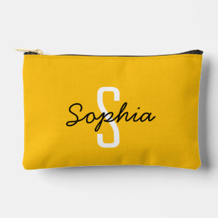 Pochette À Accessoires Monogramme Calligraphie personnalisée Nom Jaune