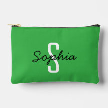 Monogramme Caramel rayures avec vert frais