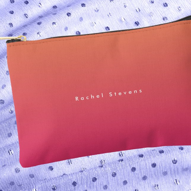 Pochette À Accessoires Monogramme classique moderne rose et orange (Créateur téléchargé)