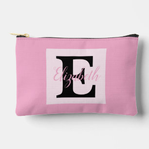 Pochette À Accessoires Monogramme de fille et nom rose violet bagages