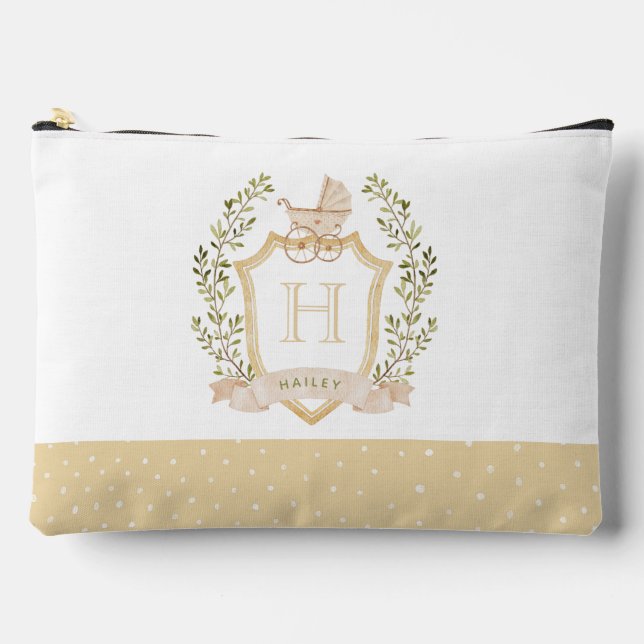 Pochette À Accessoires Monogramme de la crête de bébé | Bébé neutre (Recto)