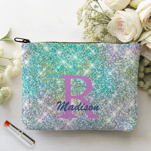 Pochette À Accessoires Monogramme de la fausse parties scintillant bleue 