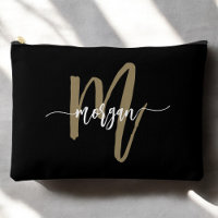 Monogramme d'or noir Nom Script de la fille