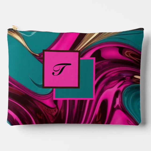 Pochette À Accessoires Monogramme Eau Liquide Chaude Rose, Or & Vert (Recto)