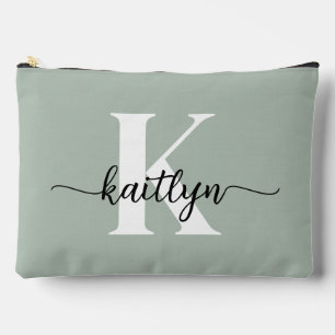 Pochette À Accessoires Monogramme écriture vert sauge