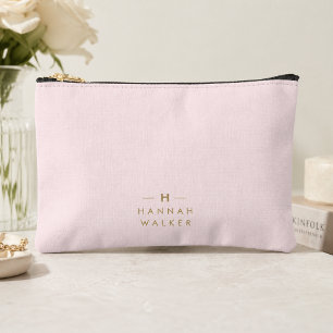 Pochette À Accessoires Monogramme Elegant Minimal Blush rose et or