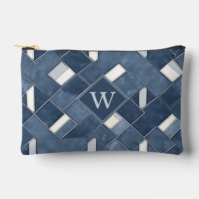 Pochette À Accessoires Monogramme en lattice bleu et blanc (Recto)