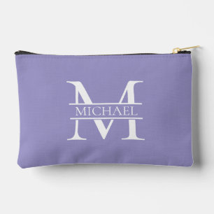 Pochette À Accessoires Monogramme et nom Elegant Purple Personnalisé