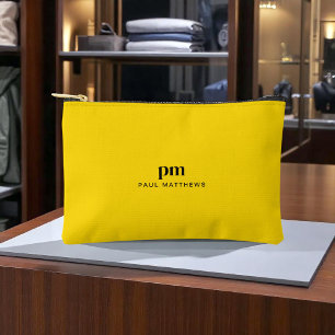 Pochette À Accessoires Monogramme et nom minimaliste simple et jaune mout