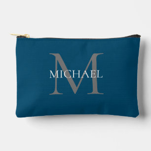 Pochette À Accessoires Monogramme et nom personnalisés Ocean Blue