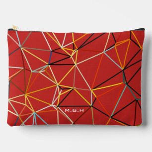 Pochette À Accessoires Monogramme Géométrique Abstrait Rouge Dynamique