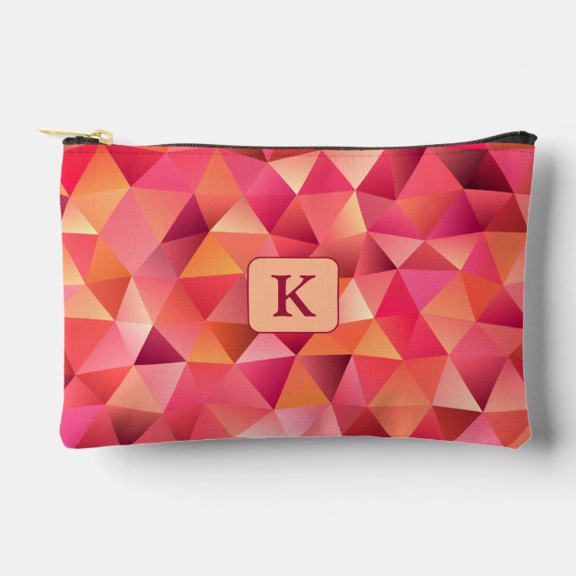Pochette À Accessoires Monogramme géométrique rouge orange rose cool (Recto)