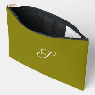 Pochette À Accessoires Monogramme initiale minimaliste vert sauge