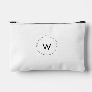 Pochette À Accessoires Monogramme minimaliste blanc moderne