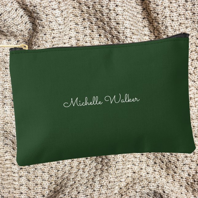 Pochette À Accessoires Monogramme moderne classique simple vert & blanc (Créateur téléchargé)