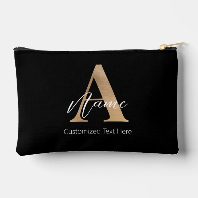 Pochette À Accessoires Monogramme moderne Initiale A & Nom Personnalisé (Verso)