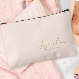 Pochette À Accessoires Monogramme Moderne Minimaliste Blush Pink Gold Scr