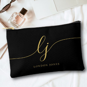 Pochette À Accessoires Monogramme Moderne Minimaliste Calligraphie Noir O