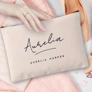 Pochette À Accessoires Monogramme Moderne Neutre Minimaliste Blush Pink C