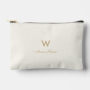 Pochette À Accessoires Monogramme Moderne Or Ivoire Script