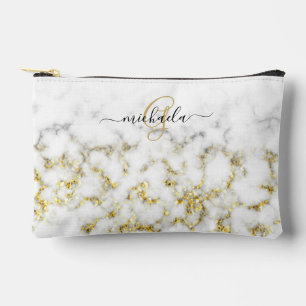 Pochette À Accessoires Monogramme noir blanc marbre or brillant