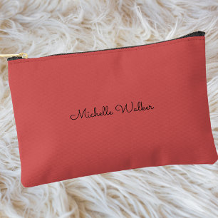Pochette À Accessoires Monogramme Noir Élégant Simple Moderne