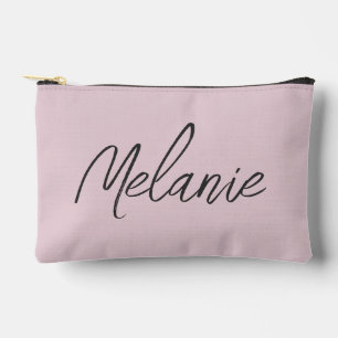 Pochette À Accessoires Monogramme Nom Élégant Moderne Minimaliste Rose