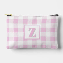 Monogramme personnalisable gingham rose blanc élég
