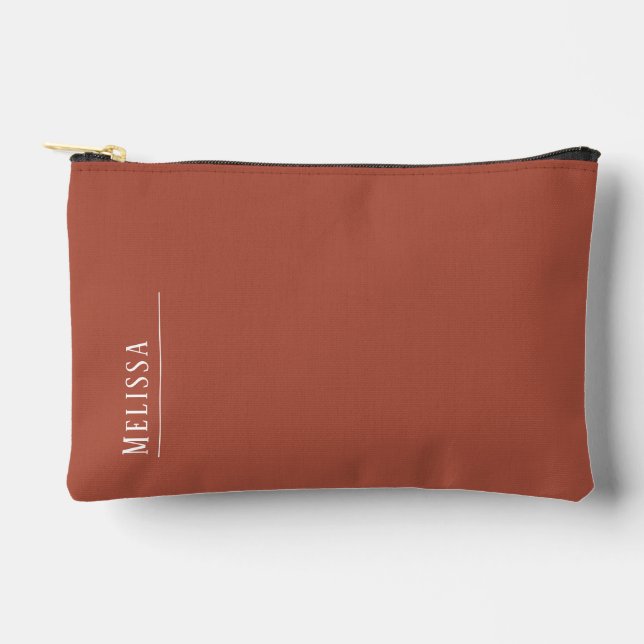 Pochette À Accessoires monogramme personnalisé, couleur terre cuite moder (Recto)