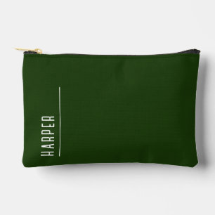 Pochette À Accessoires monogramme personnalisé, vert forêt