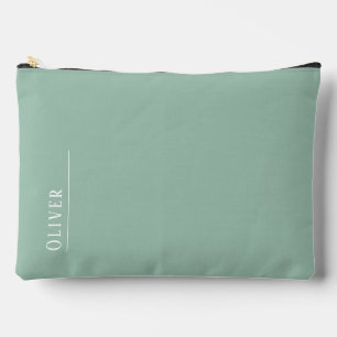 Pochette À Accessoires monogramme personnalisé, vert sauge moderne