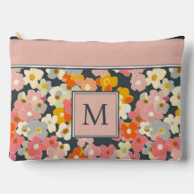 Monogramme rose floral moderne rétro initial