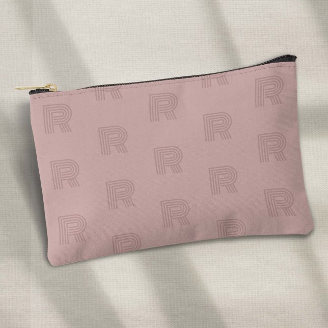 Pochette À Accessoires Monogramme rose moderne femmes or (Pink monogram small women's accessory pouch..)